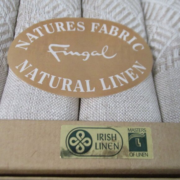 Irish Linen Napkins Natural & Embroidered Set of 6 (16 X 16) - Picture 2 of 5